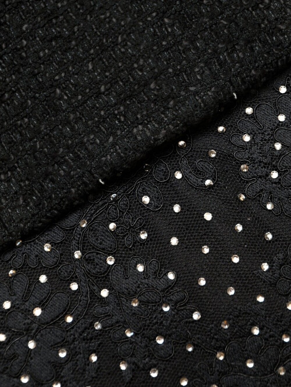 Self Portrait Black Boucle Rhinestone Lace Maxi Dress - Picture 5 of 16